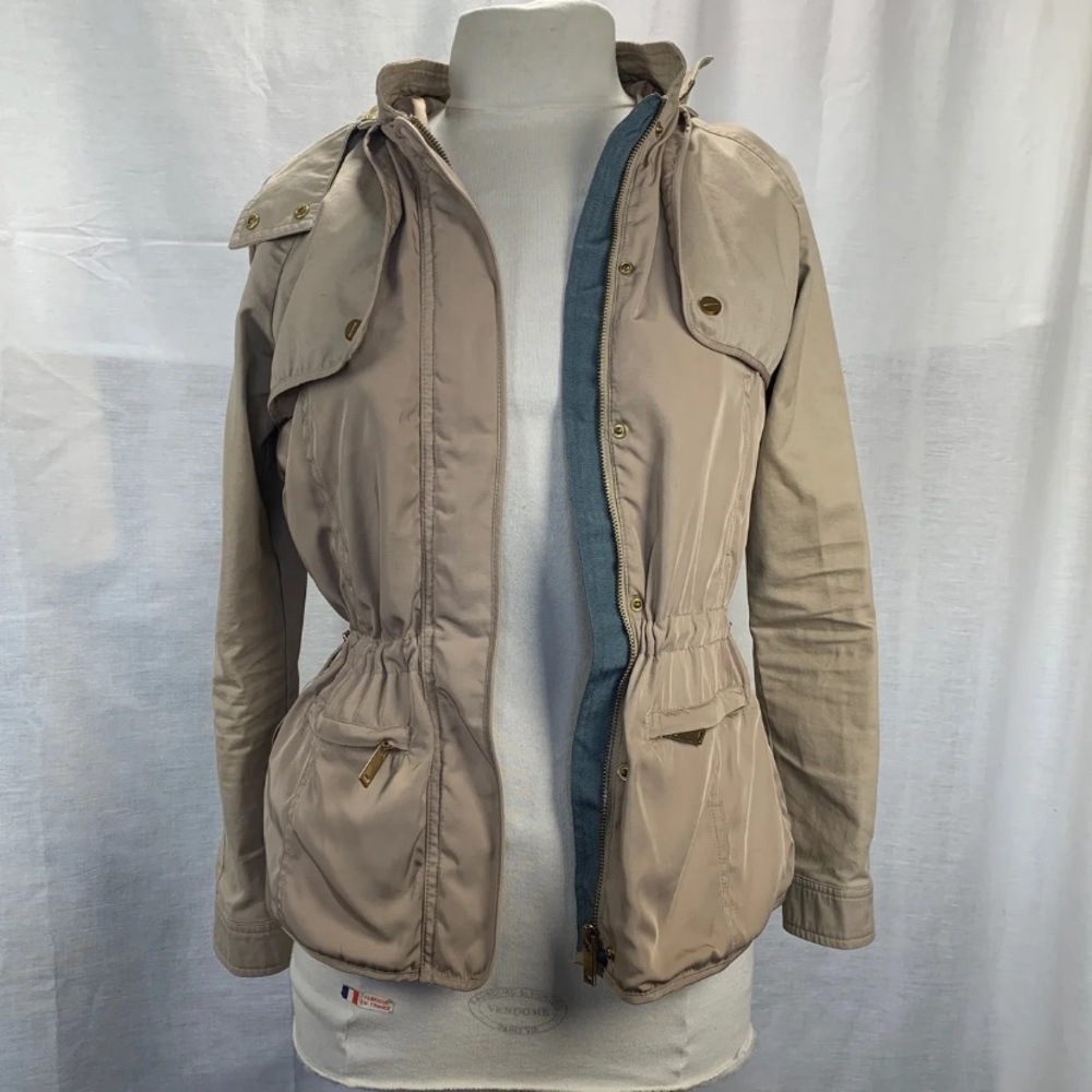 Zara beige khaki parka Jacket